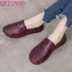 Loafers Women Genuine Leather Soft Comfortable Casual Flat Slip-On Everyday Fashion Shoes