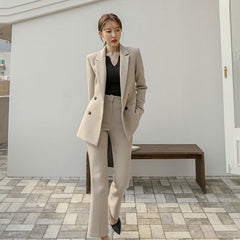 Pant Suit Women Elegant 2-Piece Business Blazer Trousers Chic Office Formal Fashion Set