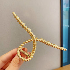Large Metal Hair Claw Clip Women Twisted Pretzel Gold Silver Minimalist Thick Hair Accessory