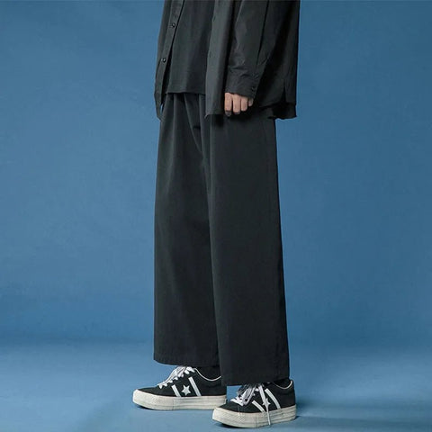 Wide Leg Pants Women Casual Retro Ankle Length Elastic Waist Loose Comfortable Trousers Fashion