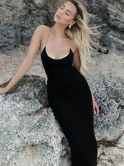 Backless Maxi Dress Bandage Bodycon Long Halter Neck Sexy Elegant Evening Party Night Out Women