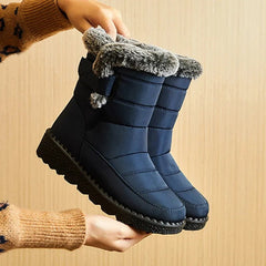 Snow Boots Women Waterproof Faux Fur Plush Ankle Platform Warm Fur Lining Winter Casual Cold Weather