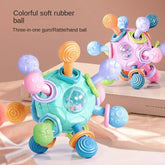 Colorful soft rubber ball with multiple textures teething toy