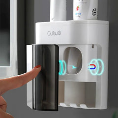Toothpaste Dispenser Wall Mount Automatic Squeezer Magnetic Toothbrush Holder Rack Bathroom Accessory