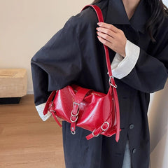 Crossbody Bag Women Silver Faux Leather Y2K Luxury Underarm Shoulder Handbag Quality Purse