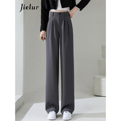 High Waist Wide Leg Pants Women Double Button Various Colors Casual Fashion Trousers