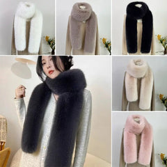 Collage of various fur scarves in different colors with a neutral background.