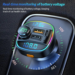 FM Transmitter Car Bluetooth 5.0 Handsfree Radio MP3 Player 22.5W USB Quick Charge Adapter