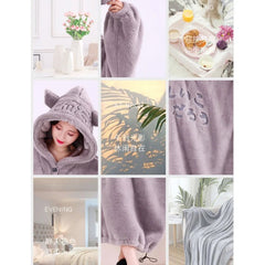 Blanket Robe Unisex Oversized Fleece Hooded Sleeves Warm Flannel Wearable Sweater Outdoor Winter Hoodie