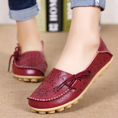 Flat Shoes Women Breathable PU Leather Loafers Casual Slip-On Comfortable Everyday Fashion