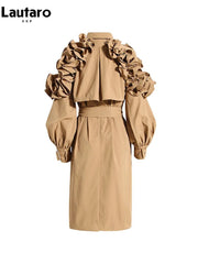 Trench Coat Women Long Black Khaki Belted Elegant Chic Luxury Designer Inspired Raincoat Outerwear