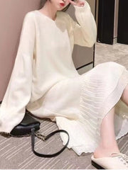 Knit Sweater Dress Women Elegant Loose Long Fit Casual Warm Winter Fashion Dress