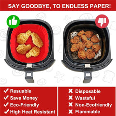 Air Fryer Liner Silicone Reusable Insert Pan Oven Baking Tray Pizza Fried Chicken Basket Accessory