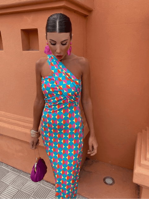 Maxi Dress Women Oblique Shoulder Sleeveless Asymmetric Backless Bodycon Party Clubwear Long Dress