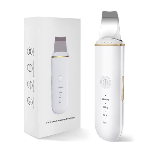 Facial Skin Scrubber Ultrasonic Rechargeable Vibration Spatula Blackhead Remover Deep Cleansing Tightening