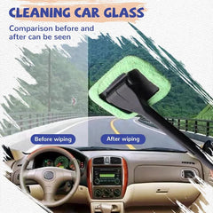 Car Window Cleaner Brush Sponge Cloth Extended Handle Windshield Interior Auto Glass Wiper Accessory