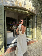 Maxi Dress Women High Waist Sleeveless Elegant O-Neck A-Line Casual Office Party Dress