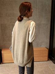 V -Neck Girls Pullover Sweater Vest Knitted Sweaters Sleeveless Warm Sweater Oversized Vest