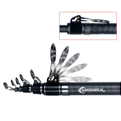 Fishing rod with multiple hooks and Gihheek branding on a white background