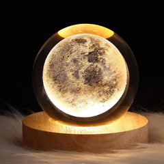 Crystal Ball 3D LED Night Light Astronomical Planets USB Rechargeable Bedside Lamp Home Decor
