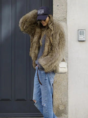 Faux Fur Jacket brown