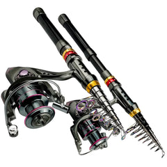 Fishing rod and reel set on a white background