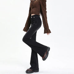 High Waist Flare Jeans Women Vintage Slim Stretchy Denim Tight Casual Trousers Fashion