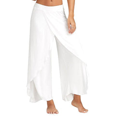 High Waist Chiffon Palazzo Pants Women Wide Leg Slit Flared Loose Yoga Casual Summer Fashion