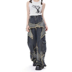Wide Leg Jeans Women American Retro High Street Punk Casual Baggy Trendy Fashion Trousers