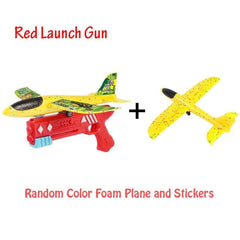 Foam Airplane Toy Kids 10M Catapult Launcher Outdoor Game Bubble Model Shooting Roundabout Gift