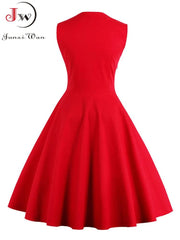 Midi Dress Women Plus Size Retro Vintage 50s 60s Rockabilly Style Elegant Party Fashion Dress