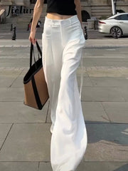 Women Lace-up High Waist Wide Leg Pants Casual Chic Office Pants