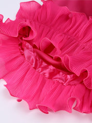 Women's Diagonal Collar Asymmetrical Long Sleeved Evening Dress Layered Ruffle Maxi Dress