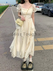 Chiffon Fairy Dress for Women Solid Elegant Party Midi Dress Casual Designer Fashion Chic A-Line Dress