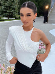 One Shoulder Backless Bodysuit Women Twist Slim High Waist Club Party Streetwear Fashion
