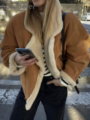 Faux Suede Shearling Jacket