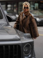Brown Long Faux Fur Coat