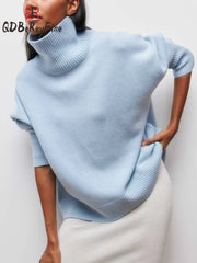 Sweater Women Turtleneck Oversized Long Sleeve Pullover Casual Loose Fit Knitted Cozy Fashion Top