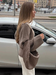 Cardigan Women Solid V-Neck Single Breasted Long Sleeve Pockets Ruched Slim Fit Casual Fashion Top