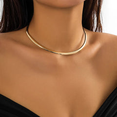Choker Necklace Women Smooth Metal Round Simple Gold Collar Minimalist Party Jewelry Gift Accessories