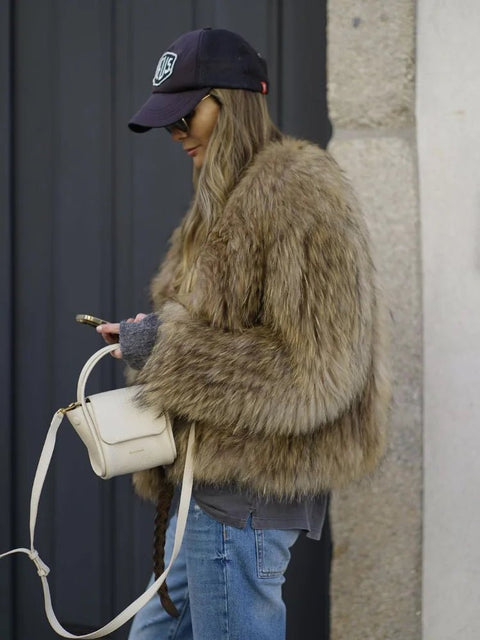 Faux Fur Jacket brown