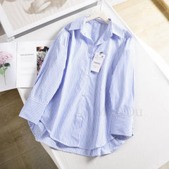 Poplin Shirt Women V-Neck Loose Casual Comfortable Everyday Spring Summer Fashion Top