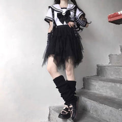 Knitted Leg Warmers Women Thigh High Punk Vintage 90s School Girls Warm Stylish Fashion Socks