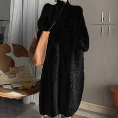 Turtleneck Knitted Cardigan Women Long Sweater Coat Warm Elegant Winter Casual Fashion