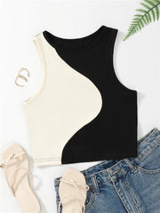Y2K Clothes Streetwear Baby Tee Vest Cute Preppy Patchwork Bodycon Tank Top Crewneck