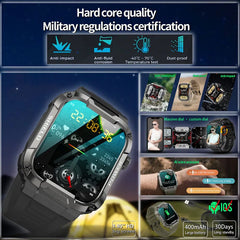 Men's Smart Watch Military Grade Health Monitor AI Voice Bluetooth Call Fitness Waterproof Sports Smartwatch for IOS & Android Phones Great Gift