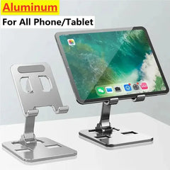 Universal Aluminum Alloy Portable Tablet Stand Holder For iPad Adjustable Flexible Folding Lazy Desktop Live Mobile Phone Stand Mount Samsung, Huawei etc.