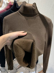 Winter Thermal Lining Turtleneck Sweater for Women Warm Winter Sweater