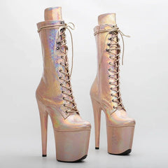 Platform Boots Women 8-Inch 20CM Pole Dance Shiny High Stiletto Exotic Night Club Fashion Shoes