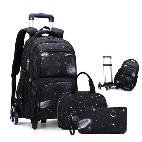 Rolling Backpack Kids School Carry On Bag 6 Wheels Luggage with Lunch Bag Student Travel